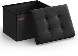 MAZIE Collection - Small Folding Storage Ottoman, Foot Rest Stool, 12.2 x 16.1 x 12.2 Inches, 286 lb Load Capacity, for Living Room, Bedroom, Home Office, Dorm, Ink Black ULSF102B01 MAZIE Collection - Small Folding Storage Ottoman, Foot Rest Stool, 12.2 x 16.1 x 12.2 Inches, 286 lb Load Capacity, for Living Room, Bedroom, Home Office, Dorm, Ink Black ULSF102B01