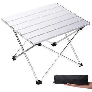 Small Folding Camping Table, Aluminum Beach Table for Sand (Silver-S) Small Folding Camping Table, Aluminum Beach Table for Sand (Silver-S)