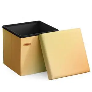 Folding Storage Ottoman Bench, Linen Fabric, Storage Chest, Foot Rest Stool, Holds up to 286.6 lb, 11.8 x 11.8 x 11.8 in, Bedroom Bench, Orange-Gold Ombre, Minota Collection ULSF028X301 Folding Storage Ottoman Bench, Linen Fabric, Storage Chest, Foot Rest Stool, Holds up to 286.6 lb, 11.8 x 11.8 x 11.8 in, Bedroom Bench, Orange-Gold Ombre, Minota Collection ULSF028X301