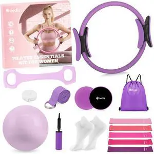Pilates Kit for Women, Pilates Equipment Ring and Ball Set, Purple Pilates Kit for Women, Pilates Equipment Ring and Ball Set, Purple