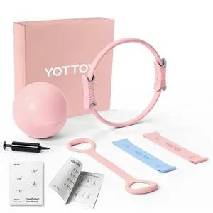 13.5 Inch Pilates Ring and Ball Set, Figure 8 Resistance Bands, Stretch Bands&Guide,Pilates Equipment Set for Beginners for Home Workouts Core Strength, Yoga, Physical Therapy & Rehab, Pink 13.5 Inch Pilates Ring and Ball Set, Figure 8 Resistance Bands, Stretch Bands&Guide,Pilates Equipment Set for Beginners for Home Workouts Core Strength, Yoga, Physical Therapy & Rehab, Pink
