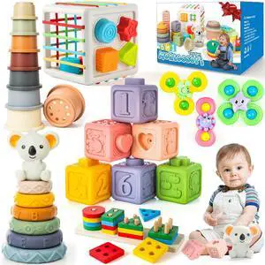 6-in-1 Baby Toys 6 to 12 Months, Montessori Toys for Babies 6-12-18 Months, Infant Teething Toy Stacking Blocks Rings Sensory Bin, Sorting Sensory Educational Learning Gift for Toddlers Aged 1-3 6-in-1 Baby Toys 6 to 12 Months, Montessori Toys for Babies 6-12-18 Months, Infant Teething Toy Stacking Blocks Rings Sensory Bin, Sorting Sensory Educational Learning Gift for Toddlers Aged 1-3
