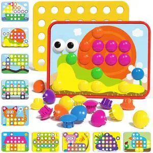Button Art Toy, Color Matching Pegboard for Kids Ages 3+ Button Art Toy, Color Matching Pegboard for Kids Ages 3+