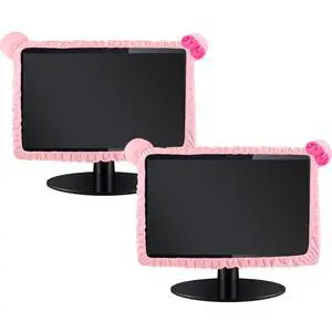 2 Pcs 17''-24'' Kawaii Computer Monitor Cover with Cat Ear Furry Cute Pink Monitor Dust Cover Protector Lovely Computer Desk Accessories Laptop TV LCD Screen Decoration for Tablet 2 Pcs 17''-24'' Kawaii Computer Monitor Cover with Cat Ear Furry Cute Pink Monitor Dust Cover Protector Lovely Computer Desk Accessories Laptop TV LCD Screen Decoration for Tablet