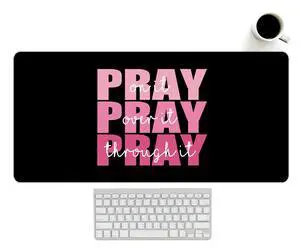 Black Pink Desk Mat, Pink Christian Computer Mat 23x12 Black Pink Desk Mat, Pink Christian Computer Mat 23x12