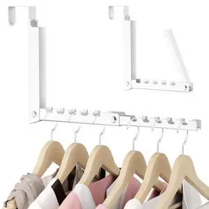 Over the Door Hooks with 10 Ridges,Compact Double Folding Over the Door Hanger for Bathroom Bedroom Laundry Room,Metal Over Door Drying Rack, Space Saving Over the Door Clothes Hanger(1, White) Over the Door Hooks with 10 Ridges,Compact Double Folding Over the Door Hanger for Bathroom Bedroom Laundry Room,Metal Over Door Drying Rack, Space Saving Over the Door Clothes Hanger(1, White)