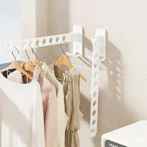 Wall Mounted Drying Rack, 8-Hole Clothes Rack Laundry Room, White Wall Mounted Drying Rack, 8-Hole Clothes Rack Laundry Room, White