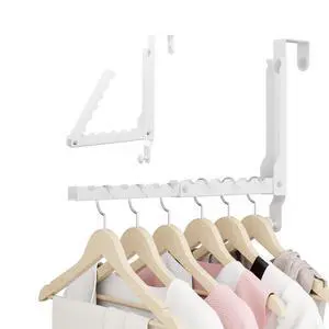 Over The Door Hanger Folding Clothes Drying Rack, Double Fold Hanging Door Hooks Coat Rack with Hooks for Indoor Laundry Room Compact Small Space Foldable Portable Door Hanger Hook Collapsible- 1 Pack Over The Door Hanger Folding Clothes Drying Rack, Double Fold Hanging Door Hooks Coat Rack with Hooks for Indoor Laundry Room Compact Small Space Foldable Portable Door Hanger Hook Collapsible- 1 Pack