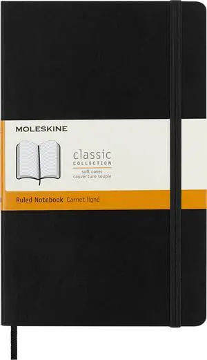 Classic Notebook, Soft Cover, Large (5"" x 825"") Ruled/Lined, Black, 192 pages" (S07162) Classic Notebook, Soft Cover, Large (5"" x 825"") Ruled/Lined, Black, 192 pages" (S07162)