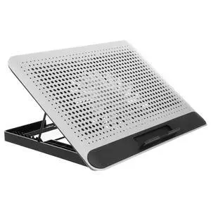 Aluminum Alloy Laptop Cooling Pad with Dual USB Ports Quiet Thin Notebook Cooler Stand for Laptops Up to Ergonomic Angles Skid-Resistant Computer Fan Support Frame in Silver Aluminum Alloy Laptop Cooling Pad with Dual USB Ports Quiet Thin Notebook Cooler Stand for Laptops Up to Ergonomic Angles Skid-Resistant Computer Fan Support Frame in Silver