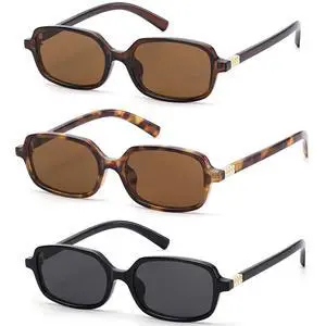 Trendy Rectangle Sunglasses Women Retro Y2K Fashion 90s Shades 3pack Trendy Rectangle Sunglasses Women Retro Y2K Fashion 90s Shades 3pack