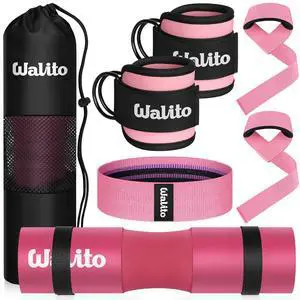 8Pcs Barbell Pad Set for Hip Thrust - Squat Pad,Gym Accessories for Women with Bar Bad,Bench Press, with Gym Ankle Straps,Resistance Bands for Working Out,Lifting Strap,Carry Bag (1-Pink) 8Pcs Barbell Pad Set for Hip Thrust - Squat Pad,Gym Accessories for Women with Bar Bad,Bench Press, with Gym Ankle Straps,Resistance Bands for Working Out,Lifting Strap,Carry Bag (1-Pink)