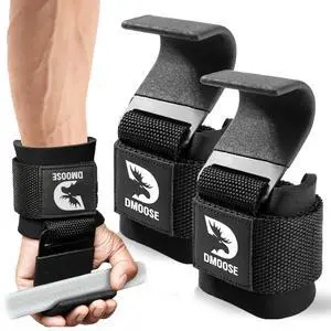 Weight Lifting Hooks (Pair) for Deadlifts, Pull Ups, Rows & Shrugs - Anti-Rip Nylon Strap Hand Grips with Thick Wrist Padding - Heavy Duty Wrist Straps for Weightlifting & Gym Workouts Weight Lifting Hooks (Pair) for Deadlifts, Pull Ups, Rows & Shrugs - Anti-Rip Nylon Strap Hand Grips with Thick Wrist Padding - Heavy Duty Wrist Straps for Weightlifting & Gym Workouts