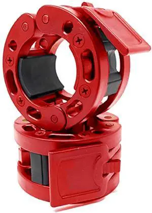 Olympic Barbell Clamps Collars Quick Release Pair of Locking Weight Clips Fit 2 Inch Barbell for Weightlifting Red Olympic Barbell Clamps Collars Quick Release Pair of Locking Weight Clips Fit 2 Inch Barbell for Weightlifting Red