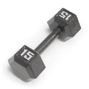 15lb Cast Iron Hex Dumbbell, Single, IV-2015 15lb Cast Iron Hex Dumbbell, Single, IV-2015