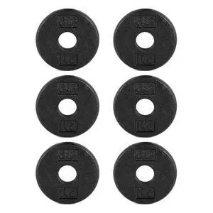 Barbell Cast Iron Standard 1-Inch Weight Plate Set Barbell Weights for Home Gym, Strength Training, and Weightlifting, 1.25 lb Set of 6, Black Barbell Cast Iron Standard 1-Inch Weight Plate Set Barbell Weights for Home Gym, Strength Training, and Weightlifting, 1.25 lb Set of 6, Black
