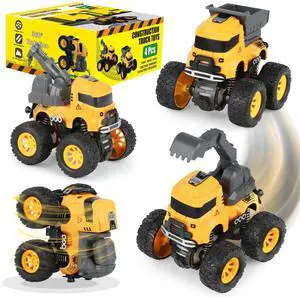 Construction Toy Trucks, Monster Trucks Push Car for Toddlers 1-3, Best Christmas Children's Day Birthday Party Gift for Boys Age 4-7 Crane Mixer Excavator Dump Truck 4 Pack Construction Toy Trucks, Monster Trucks Push Car for Toddlers 1-3, Best Christmas Children's Day Birthday Party Gift for Boys Age 4-7 Crane Mixer Excavator Dump Truck 4 Pack