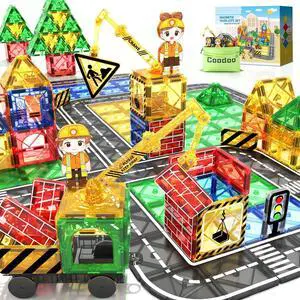 Kids Games Magnetic Tiles Road Set with Extendable Magnetic Crane, City Construction Building Toys for Toddlers STEM Preschool Ages 4-6 5-7, Gifts for 3+ Year Old Boys Girls Kids Toys with Car Kids Games Magnetic Tiles Road Set with Extendable Magnetic Crane, City Construction Building Toys for Toddlers STEM Preschool Ages 4-6 5-7, Gifts for 3+ Year Old Boys Girls Kids Toys with Car