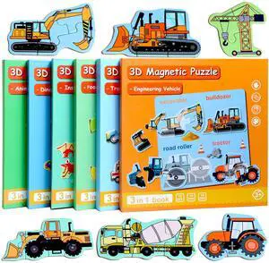 Magnetic Puzzles for Kids Ages 3-5, Travel Toddler Excavator Puzzle Toy Magnetic Puzzles for Kids Ages 3-5, Travel Toddler Excavator Puzzle Toy