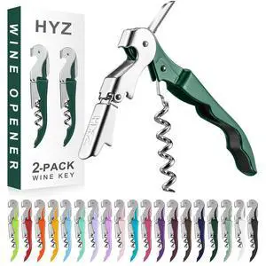 2-Pack Wine Opener, Waiter Corkscrew Wine Key for Server, Dark Green 2-Pack Wine Opener, Waiter Corkscrew Wine Key for Server, Dark Green