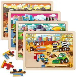 Large Wooden Construction Vehicle Puzzles for Kids Ages 4-6 Large Wooden Construction Vehicle Puzzles for Kids Ages 4-6