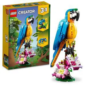 Creator 3 in 1 Exotic Parrot Building Toy Set, Transforms to 3 Different Animal Figures - from Colorful Parrot, to Swimming Fish, to Cute Frog, Creative Toys for Kids Ages 7 and Up, 31136 Creator 3 in 1 Exotic Parrot Building Toy Set, Transforms to 3 Different Animal Figures - from Colorful Parrot, to Swimming Fish, to Cute Frog, Creative Toys for Kids Ages 7 and Up, 31136