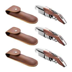 3-Pack Professional Waiter Corkscrew Wine Key with Leather Protection Gift Bag, Long Rosewood Handle Stainless Steel Handle Wine Opener for Bar Restaurant Waiters, Sommelier, Bartend, Rosewood Hand 3-Pack Professional Waiter Corkscrew Wine Key with Leather Protection Gift Bag, Long Rosewood Handle Stainless Steel Handle Wine Opener for Bar Restaurant Waiters, Sommelier, Bartend, Rosewood Hand