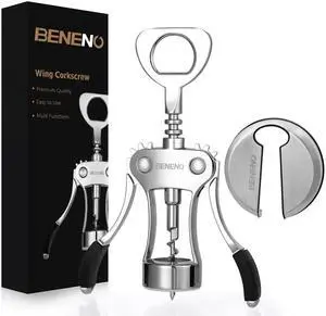 Wine Opener with Stainless Steel Wine Foil Cutter, Ash silver Wine Opener with Stainless Steel Wine Foil Cutter, Ash silver