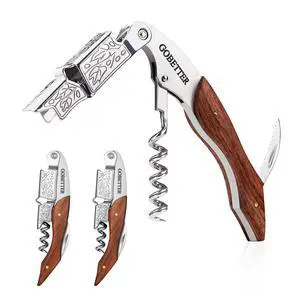 3 Pcs Wine Opener, Waiter Corkscrew Wine Key for Servers, Classic Rosewood 3 Pcs Wine Opener, Waiter Corkscrew Wine Key for Servers, Classic Rosewood