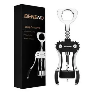Premium Classic Wing Corkscrew Wine Opener and Bottle Opener, Black Premium Classic Wing Corkscrew Wine Opener and Bottle Opener, Black