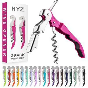 2-Pack Wine Opener, Waiter Corkscrew Wine Key for Server, Fuchsia 2-Pack Wine Opener, Waiter Corkscrew Wine Key for Server, Fuchsia