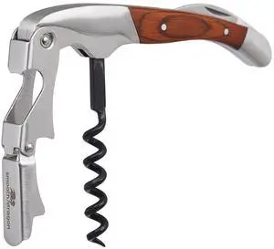 Premium Waiters Corkscrew - 3 in 1 Stainless Steel Wine Opener with Rosewood Pull Tap Handle Bottle Opener and Serrated Foil Cutter Premium Waiters Corkscrew - 3 in 1 Stainless Steel Wine Opener with Rosewood Pull Tap Handle Bottle Opener and Serrated Foil Cutter