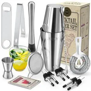 Cocktail Shaker Set, 16 Piece Bartender Kit, Cocktail Shaker, Stainless Steel Bar Set Accessories, Coktail Set, Boston Shaker, Drink Mixer Shaker, Bartending Bar Tools with Muddler Spoon Jigger Cocktail Shaker Set, 16 Piece Bartender Kit, Cocktail Shaker, Stainless Steel Bar Set Accessories, Coktail Set, Boston Shaker, Drink Mixer Shaker, Bartending Bar Tools with Muddler Spoon Jigger