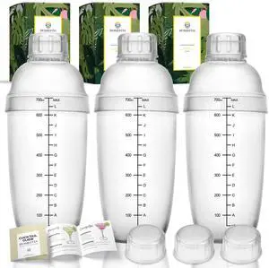3 Pcs Plastic Cocktail Shaker Set, Hand Drink Mixer (700cc / 24oz) 3 Pcs Plastic Cocktail Shaker Set, Hand Drink Mixer (700cc / 24oz)