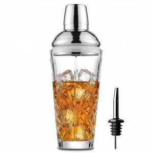 Crystal Cut Glass Cocktail Shaker with #304 Lid & Built-in Strainer, 18.5oz Premium Lead-Free Martini Shaker with Bonus Liquor Pour Spout, Elegant Barware for Home Bar,Gift for Cocktail Lovers Crystal Cut Glass Cocktail Shaker with #304 Lid & Built-in Strainer, 18.5oz Premium Lead-Free Martini Shaker with Bonus Liquor Pour Spout, Elegant Barware for Home Bar,Gift for Cocktail Lovers