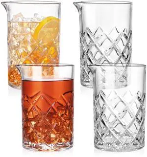 4 Pcs Cocktail Mixing Glass 24 oz Cocktail Stirring Glasses Crystal Glasses Mixing Pitcher for Bar Party Bartender Whiskey Drinking Shaker Accessory 4 Pcs Cocktail Mixing Glass 24 oz Cocktail Stirring Glasses Crystal Glasses Mixing Pitcher for Bar Party Bartender Whiskey Drinking Shaker Accessory