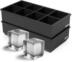 Ice Cube Molds, 2 Pack Silicone Trays for 8 Large Square Cubes Ice Cube Molds, 2 Pack Silicone Trays for 8 Large Square Cubes