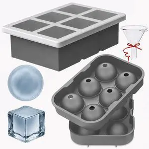 Silicone Ice Ball Mold for Whiskey - 2.5 Inch Round Ice Mold with Lid, BPA Free, Slow Melting Cocktail Ice Maker, Easy Release (Gray) Silicone Ice Ball Mold for Whiskey - 2.5 Inch Round Ice Mold with Lid, BPA Free, Slow Melting Cocktail Ice Maker, Easy Release (Gray)