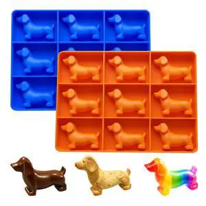 3D Dachshund Dog Silicone Ice Cube Tray, 9 Cavity Cute Dog Shape Ice Mold, Food Grade Silicone Molds for Ice, Candy, Chocolate, Cookies, BPA Free, Easy Release & Dishwasher Safe (2, Blue + Orange) 3D Dachshund Dog Silicone Ice Cube Tray, 9 Cavity Cute Dog Shape Ice Mold, Food Grade Silicone Molds for Ice, Candy, Chocolate, Cookies, BPA Free, Easy Release & Dishwasher Safe (2, Blue + Orange)
