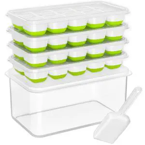 Ice Cube Tray with Lid and Bin,4 Pack Ice Cube Trays for Freezer Ice Cube Tray with Lid and Bin,4 Pack Ice Cube Trays for Freezer