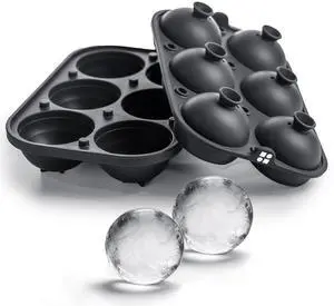 Ice Cube Molds, Large Silicone Sphere & Square Combo with Fill Funnel Ice Cube Molds, Large Silicone Sphere & Square Combo with Fill Funnel