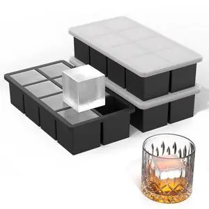 Silicone Ice Cube Trays with Metal Reinforced Frame(3 Pack),Large Ice Cube Tray with Lid,Easy Release Whiskey Ice Cubes Mold,Ice Trays for Freezer,Stackable Ice Cube Tray(Black) Silicone Ice Cube Trays with Metal Reinforced Frame(3 Pack),Large Ice Cube Tray with Lid,Easy Release Whiskey Ice Cubes Mold,Ice Trays for Freezer,Stackable Ice Cube Tray(Black)