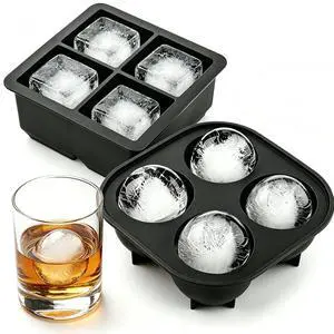 Ice Cube Trays, Set of 2, Sphere & Large Square Ice Ball Maker with Lid, BPA-Free Reusable Ice Mold for Whiskey Cocktail Daily Drinks, Black Ice Cube Trays, Set of 2, Sphere & Large Square Ice Ball Maker with Lid, BPA-Free Reusable Ice Mold for Whiskey Cocktail Daily Drinks, Black