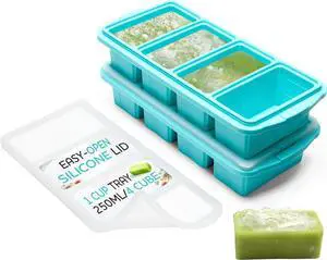 Silicone Freezer Tray With Lid - Soup Freezer Container molds - Large Ice Cube Tray- makes 8 perfect 1 cup portions cubes, 2-Pack Freezer Storage Food Soups & Meal Prep - Oven & Dishwasher -Safe Silicone Freezer Tray With Lid - Soup Freezer Container molds - Large Ice Cube Tray- makes 8 perfect 1 cup portions cubes, 2-Pack Freezer Storage Food Soups & Meal Prep - Oven & Dishwasher -Safe