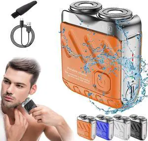 Skyworl Mini Shaver, Beard Shavers Portable Suitcase Design, Mini Portable Electric Shaver for Men Waterproof, Fast Charging Long Battery Life Double-Ring Magnetic Cutter (Orange) Skyworl Mini Shaver, Beard Shavers Portable Suitcase Design, Mini Portable Electric Shaver for Men Waterproof, Fast Charging Long Battery Life Double-Ring Magnetic Cutter (Orange)