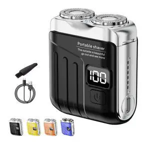 Portable Electric Shaver - LED Display Dual-Head Pocket Shaver, Mini USB Rechargeable Travel Razor, One-Button Operation, Long-Lasting Battery, for Home & Travel (Black) Portable Electric Shaver - LED Display Dual-Head Pocket Shaver, Mini USB Rechargeable Travel Razor, One-Button Operation, Long-Lasting Battery, for Home & Travel (Black)
