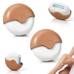 2Pcs Portable 3-Layer Hair Shaver with Rotating Cover, Mini Triple-Blade Razor & Shaver for Women, with Smooth Moisture Strip for Legs, Face Underarms, Brown 2Pcs Portable 3-Layer Hair Shaver with Rotating Cover, Mini Triple-Blade Razor & Shaver for Women, with Smooth Moisture Strip for Legs, Face Underarms, Brown