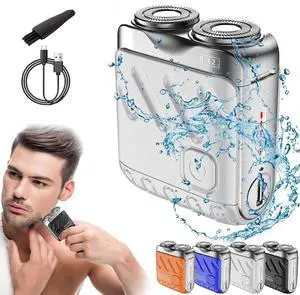 Skyworl Mini Shaver, Beard Shavers Portable Suitcase Design, Mini Portable Electric Shaver for Men Waterproof, Fast Charging Long Battery Life Double-Ring Magnetic Cutter (Silver) Skyworl Mini Shaver, Beard Shavers Portable Suitcase Design, Mini Portable Electric Shaver for Men Waterproof, Fast Charging Long Battery Life Double-Ring Magnetic Cutter (Silver)