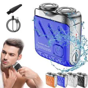 Skyworl Mini Shaver, Beard Shavers Portable Suitcase Design, Mini Portable Electric Shaver for Men Waterproof, Fast Charging Long Battery Life Double-Ring Magnetic Cutter (Blue) Skyworl Mini Shaver, Beard Shavers Portable Suitcase Design, Mini Portable Electric Shaver for Men Waterproof, Fast Charging Long Battery Life Double-Ring Magnetic Cutter (Blue)