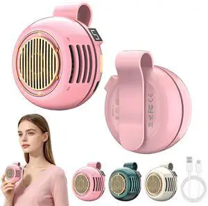 Portable Silent Mini Bladeless Fan Clip On, Small Fan Clip on for Shirt & Waist, 5-Speed Adjustable, Suspended Whirlwind Fan with HD Display Screen, For Outdoor Travel Office(Pink) Portable Silent Mini Bladeless Fan Clip On, Small Fan Clip on for Shirt & Waist, 5-Speed Adjustable, Suspended Whirlwind Fan with HD Display Screen, For Outdoor Travel Office(Pink)